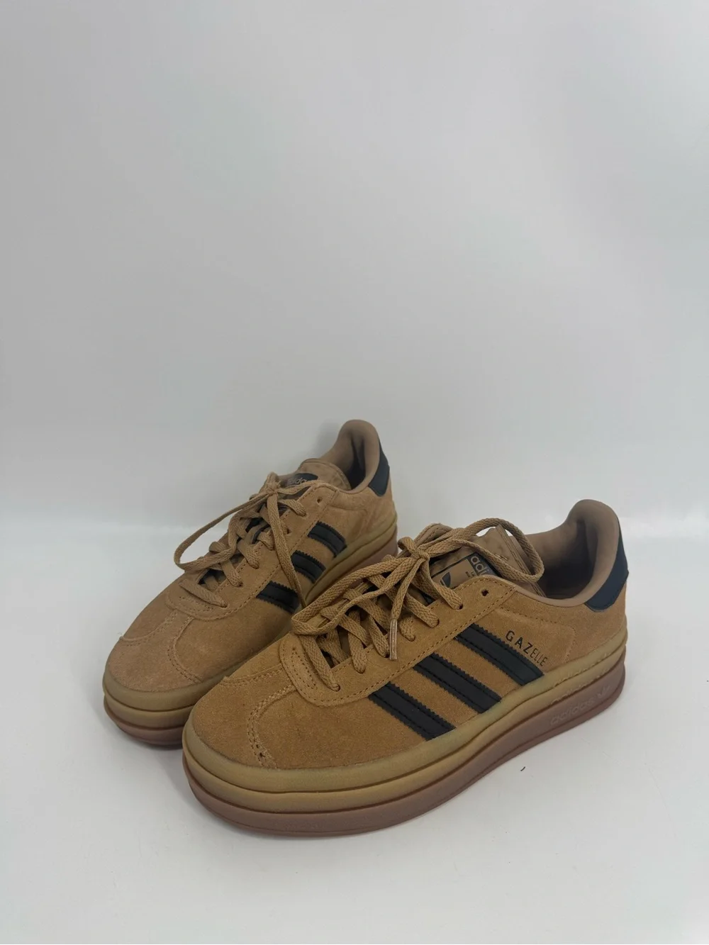 Adidas Originals Womens Gazelle Bold Sneakers Cardboard Core Black Gum Size 6.5